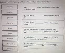 Check spelling or type a new query. Complete The Following Paragraph To Describe Tonicity Chegg Com