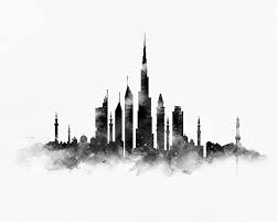 Black And White Skyline Canvas Dubai Skyline Canvas Print By Monnprint Skyline Art Dubai Art Skyline Painting