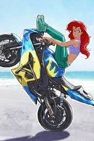 This Artist Gives Disney Princesses A Badass Upgrade With Motorcycles And We Re Here For It Anime Motorcycle Disney Fan Art Motorcycle Artwork