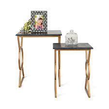 Get the best deals on nest tables. Penguin Home Black Marble Top Nesting Coffee Tables With Gold Painted Iron Steel Frame Set Of 2 Buy Online In Aruba At Aruba Desertcart Com Productid 153610036