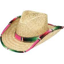 Straw Western Hat With Serape Trim Western Cowboy Hats Western Hats Cowboy Hats