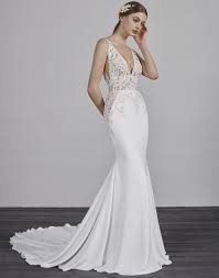 Pronovias 2019 Bridal Collection Emily Wedding Dress Fit And Flare Wedding Dress Bridal Dresses Bridal Shower Guest Outfit