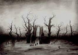 The abbey in the oakwood the cross beside the baltic the cross in the mountains the giant mountains two men contemplating the moon two men contemplating the moon c.1819 wanderer above the sea of fog winter landscape with church Study Of Friedrich S Abbey In The Oakwood By Theheadbanger93 On Deviantart