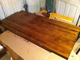The First Of Three Coats Of Polyurethane Is Applied Butcher Block Kitchen Kitchen Table Butcher Block