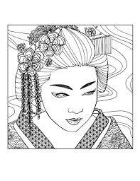Geisha visage par mizu - Japon - Coloriages difficiles pour adultes