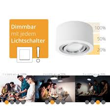 Extra Flacher Decken Aufbauspot Weiss Schwenkbar Inkl Fourstep Dim Led Modul 5w 450lm Led Aufbaustrahler Led Aufbaustrahler