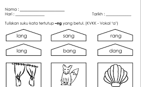 Jawi(sukukata terbuka pola vokal i dan e taling). Latihan Menulis Suku Kata Tertutup Ng Untuk Prasekolah Dan Linus Cute766