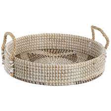 Round seagrass tray with handles. Round 16 Seagrass Tray Natural Burkes Outlet