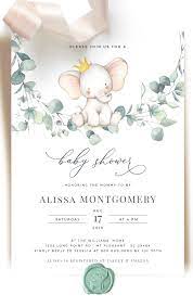 Joy Gender Neutral Baby Shower Invitation Template Watercolor Baby Elephant Boy Girl Printable Eucalyptus Baby Shower Invite Editable Gender Neutral Baby Shower Invitations Baby Shower Invitation Templates Baby Shower Invites Neutral