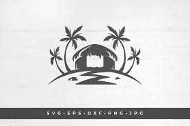 Download Bungalow On Tropical Island Silhouette Graphic By Vasyako1984 Creative Fabrica PSD Mockup Templates