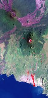 Dans la banlieue de goma. Nyiragongo Volcano Congo Map View With Lava Landsat Aster Srtm