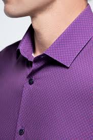 Long Sleeve Dress Shirt Plum Geo ...