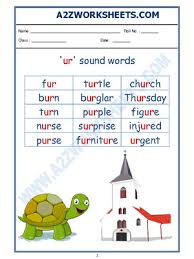 1.2 she likes to eat fish fruit. A2zworksheets Worksheet Of English Phonics Sounds Ur Sound Words Sound Words Reading English