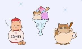 Super cute cloud raining rainbow sprinkles on happy cupcake! Draw Cute Cats With Food Kawaii Cartoon Kitties And Foods Small Online Class For Ages 6 11 Outschool