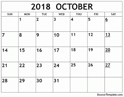Free 5 October 2018 Calendar Printable Template Source Template October Calendar Printable Monthly Calendar Template Calendar Printables