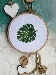 ✼ color image of the finished design ✼ instruction and list. Monstera Cross Stitch Pattern Pdf Small Cross Stitch Instant Etsy Small Cross Stitch Cross Stitch Patterns Cross Stitch Embroidery