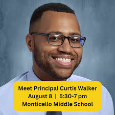 The Monticello community is invited to a Meet and Greet with their new  principal, Mr. Curtis Walker,