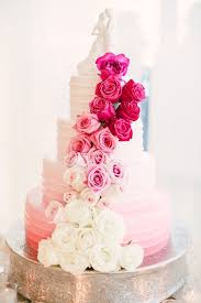 Romantic Magenta Colored Santa Barbara Wedding Modwedding Pink Wedding Cake Pink Ombre Wedding Cake Pink Rose Wedding Cake