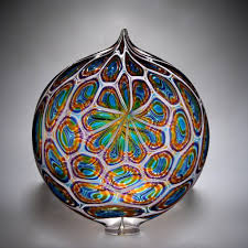 Aqua Gold And Hyacinth Ellipse By David Patchen Art Glass Sculpture Artful Home Glass Art Sculpture Glass Sculpture Glass Art