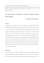 Pdf Towards A Topology Of Doing Gender An Analysis Of Empirical Research And Its Challenges