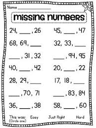 Missing Numbers Worksheets To Practice Number Order And Before And After Numbers First Grade Math First Grade Math Worksheets First Grade Worksheets