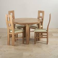 Knightsbridge Natural Oak Dining Set 4ft Round Extending Table With 4 Wave Back And Cream Leather Chairs Oak Dining Sets Cream Leather Dining Chairs Chair