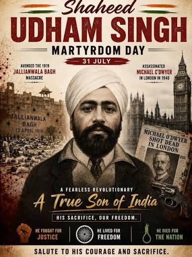 On the 86th martyrdom anniversary of Shaheed Udham Singh, India pays tribute to one of its bravest revolutionaries, whose unwavering resolve became a symbol of justice against British colonial rule. Executed on