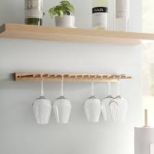Wall mounted hanging wine glass rack. Emilia Solid Wood Wall Mounted Wine Glass Rack In Natural Wine Glass Rack Hanging Wine Glass Rack Wine Glass Shelf