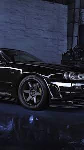 Nissan skyline gtr r34 wallpaper 75 images. Nissan Skyline R34 Gtr V Black Car Night 640x1136 Iphone 5 5s 5c Se Wallpaper Background Picture Image
