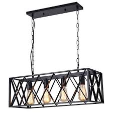 4 Light Kitchen Island Pendant Light Modern Industrial Chandelier Matte Black Box Frame Design No Bulb Included Description This Elegant And Beautiful Box Frame Fixture Is Is Defined By Strong Lines And Four Sided Iron