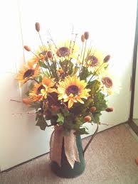 Summer Sunflower Arrangement Primitive Sunflower Arrangement Summer Arrangement Sunflower Arrangements Summer Flower Arrangements Church Flower Arrangements