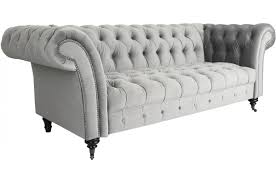 À la découverte des canapés chesterfield. Canape Chesterfield 3 Places Velours Argent Nelson Canape Droit Pas Cher