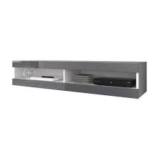 L 120 x p 20 x h 2,2 cm ouverture des portes par système push to open fabrication européenne de qualité. Meuble Tv Suspendu Blanc Mat Et Gris Laque 150 Cm Cdiscount Maison