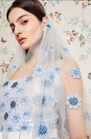 Other Markarian Bailey Blue Embroidered Blusher Veil