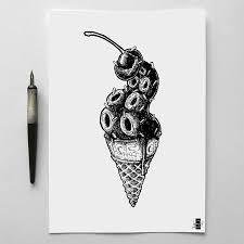 Black And White Ice Cream Tattoo Ice Cream By Rudoi Blackworknow If You Would Like To Be Featured Submissions Business Inquiries Blackworkn Stippling Art Ink Illustrations Frozen Drawings