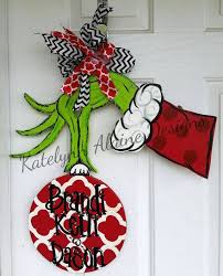 Grinch Hand Holding Ornament Christmas By Katelynnalainedesign Christmas Door Hanger Grinch Hands Christmas Door