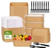 Amazon.com: 50-Pack 29oz Disposable Kraft Paper Bowls【with ...