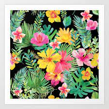 The best selection of royalty free floral hawaii vector art, graphics and stock illustrations. Tropical Floral Pattern Hawaii Art Print By Sharonmau Society6
