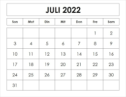 Der juli hat 31 tage und ist nach dem römischen kaiser julius caesar benannt. Leer 2022 Juli Kalender Deutsch The Beste Kalender