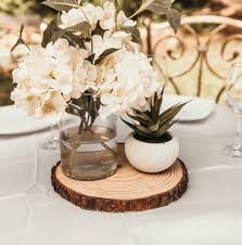 No two pieces are exactly alike. Birch Wood Slab Centerpieces