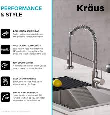 The luxurious design and the tall body of the faucet will proudly stand. Buy Kraus Kca 1102 Stark Dual Mount Drop Sink And Pull Down Commercial Kitchen Faucet Combo In Stainless Steel Finish 33 Single Bowl Online In Vietnam B07tlzj7ll