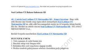 Check spelling or type a new query. 40 Contoh Soal Latihan Un Matematika Sd Kunci Jawaban Docx Google Drive