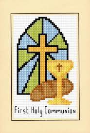 Find patterns for kids, adults, and home. 1st First Holy Communion Blue Green Card 14 Count Cross Stitch Kit Cross Stitch Cross Stitch Charts Cross Stitch Patterns Free