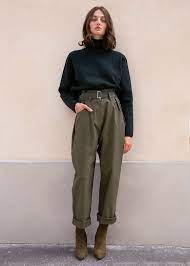 94 Final Sale High Rise Pants Baggy Fit Pleats At Waist Front Pockets Flap Pockets At Back Zip Butto Fashion Work Outfits Women Fashion Inspo Outfits
