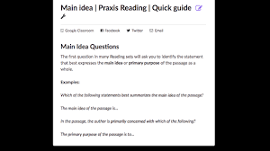 On questions where you have to find the best textual evidence for an answer, each choice is a different quote from the passage. Main Idea Quick Guide Article Lessons Khan Academy