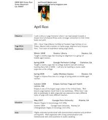 yoga resume example december 2020