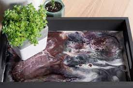Whole body is in solid coffee color, milk white color accent. Diy Resin And Wood Serving Tray Make A Resin Embellished Tray