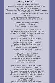 Rolling In The Deep Great Song Lyrics Pop Lyrics Music Lyrics