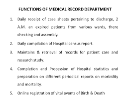 Medical Records Department Electronic Medical Records Emr