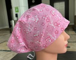 Pink Cherry Blossom Scrub Cap Euro Style